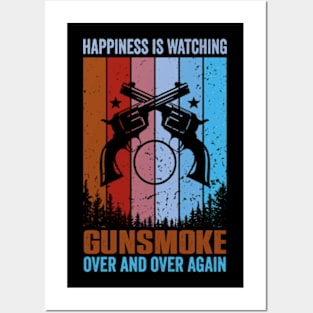 Happiness, Is Watching Gun-smoke Retro Vintage Posters and Art